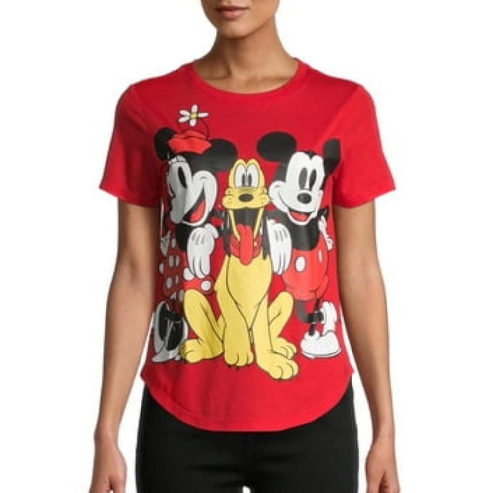 Disney Juniors Red Short Sleeve Mickey Mouse Graphic T-Shirt Size Small (3/5)